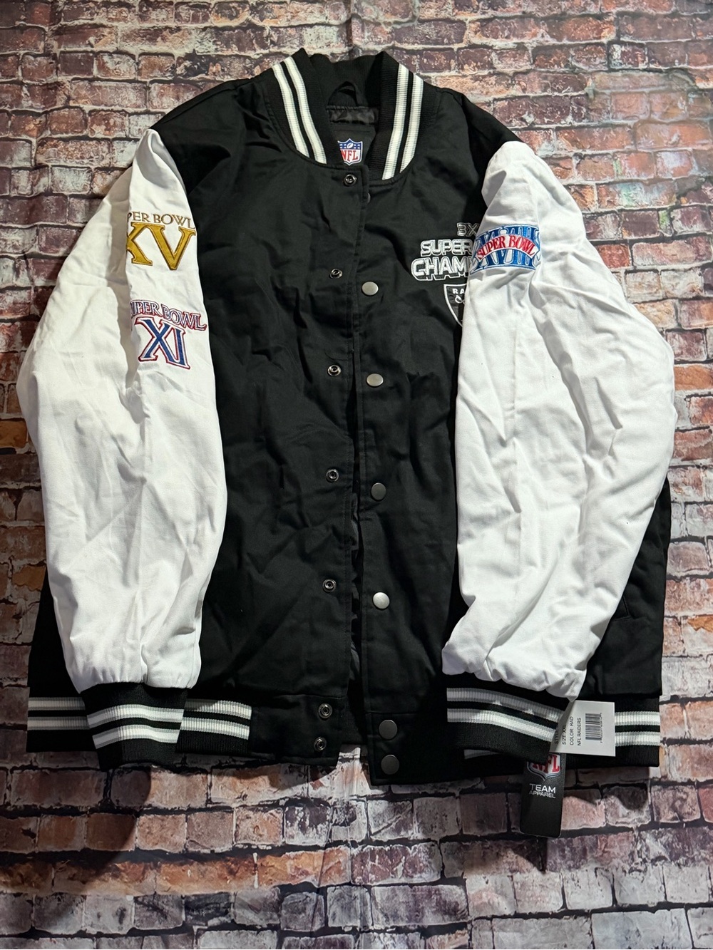 NFL Black and White Embroidered Varsity Jacket